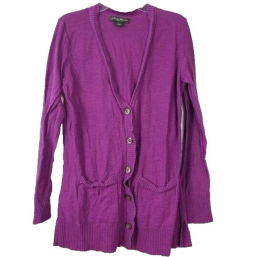Eddie Bauer Womens Purple Lightweight Cardigan‎ Petite Medium Casual Outdoor